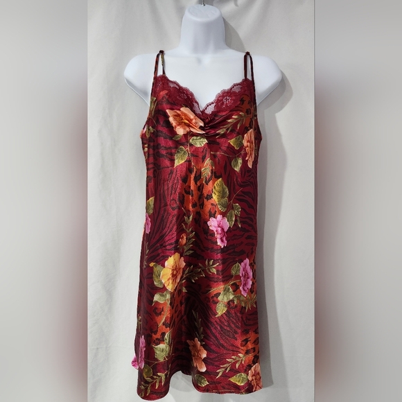 Sophia by delicates Nightie (S) Robe (M) Set Animal Print Floral Satin Coquette - Picture 2 of 7